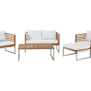 Pouf Portaoggetti Set di divani BERMUDA Legno d'acacia Legno palese
