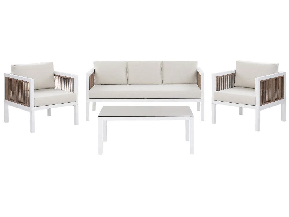 Pouf Portaoggetti Set di divani BORELLO Alluminio Bianco