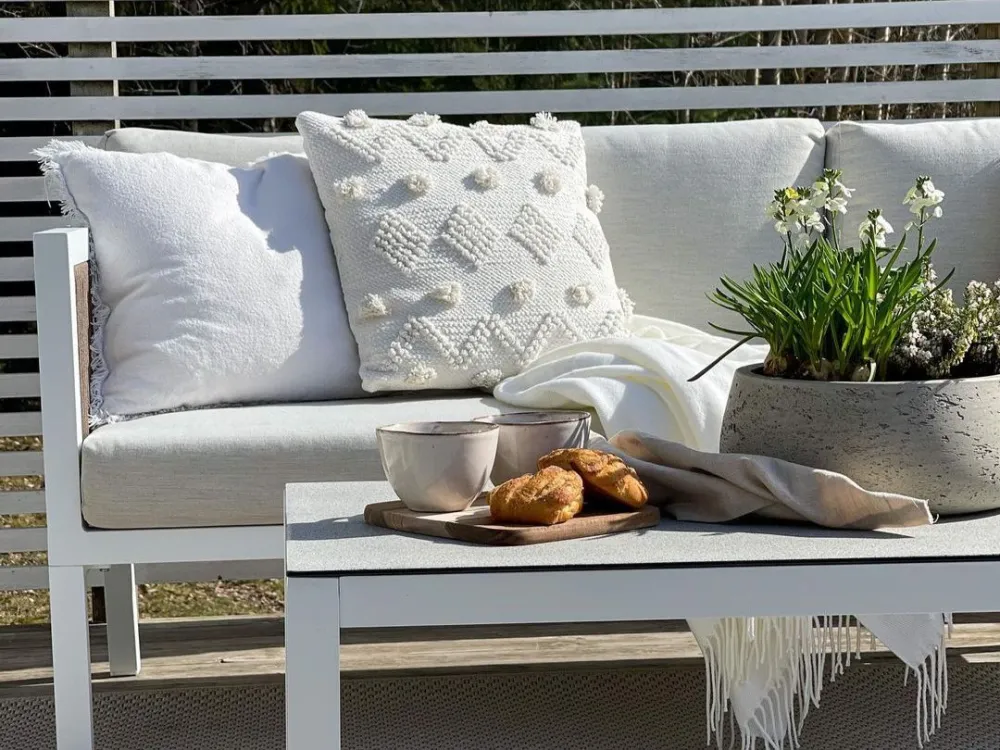 Pouf Portaoggetti Set di divani BORELLO Alluminio Bianco
