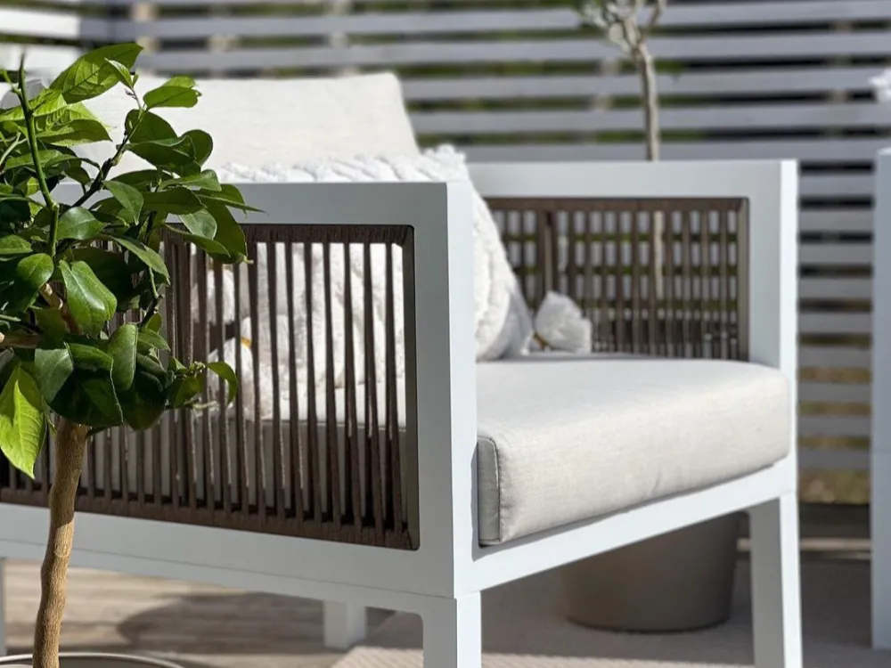 Pouf Portaoggetti Set di divani BORELLO Alluminio Bianco
