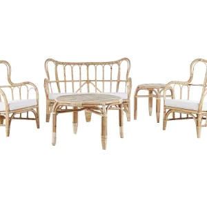 Pouf Portaoggetti Set di divani BRINDISI Rattan Naturale
