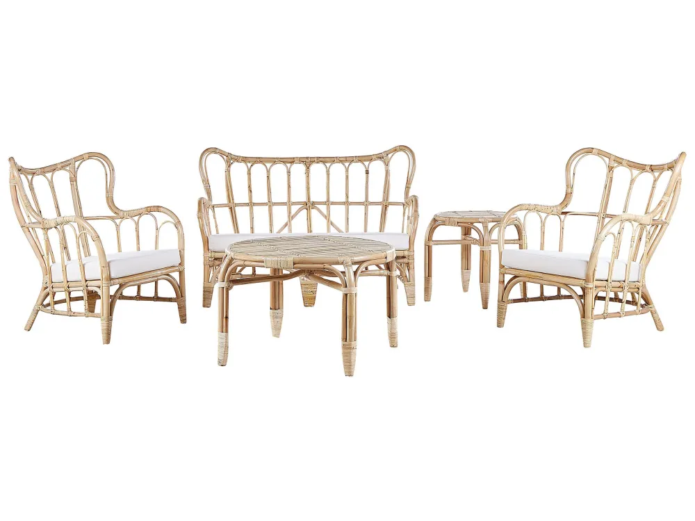 Pouf Portaoggetti Set di divani BRINDISI Rattan Naturale