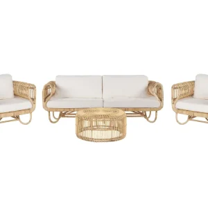 Pouf Portaoggetti Set di divani DOLCEDO/LIMNI Rattan Crema