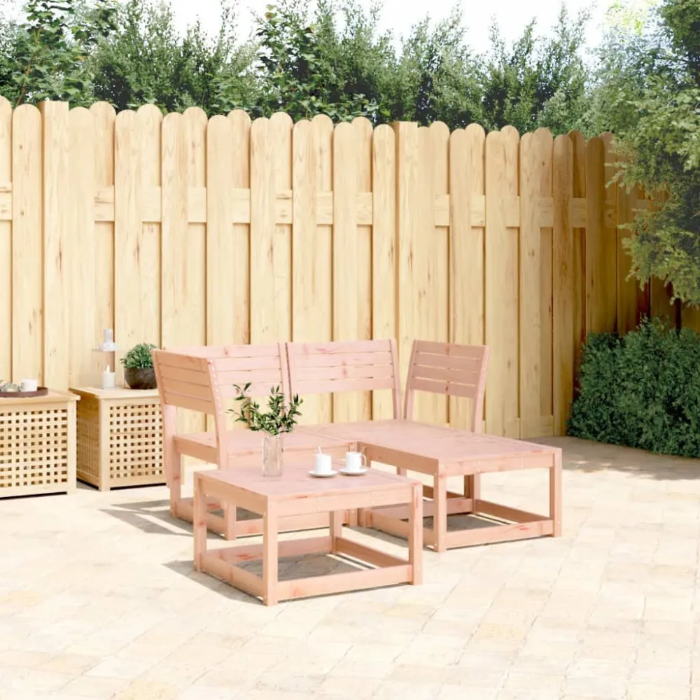 Pouf Portaoggetti Set Divani da Giardino 3 pz Legno Massello di Douglas