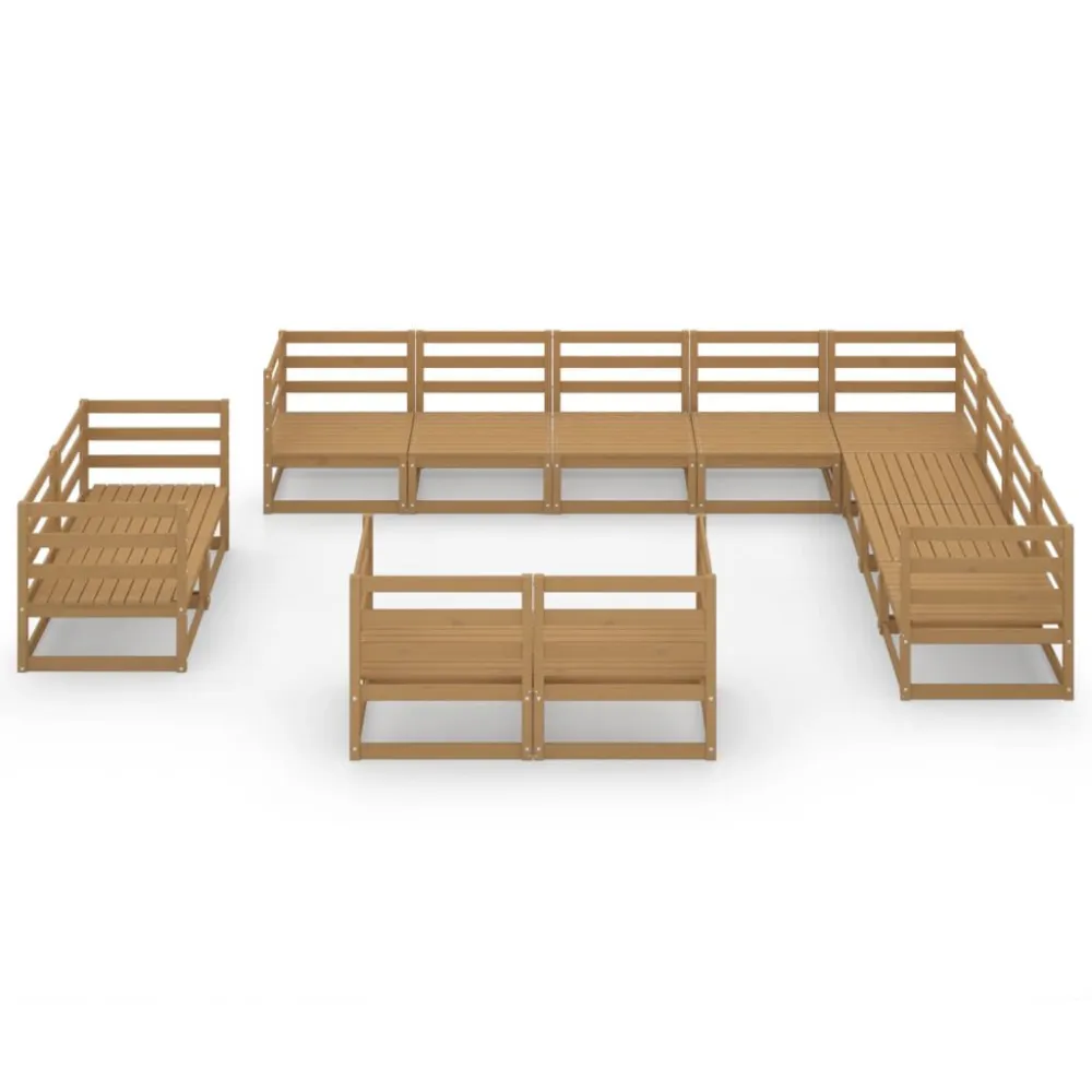 Pouf Portaoggetti Set Divani da Giardino 12 pz Marrone Ambra Legno Massello Pino