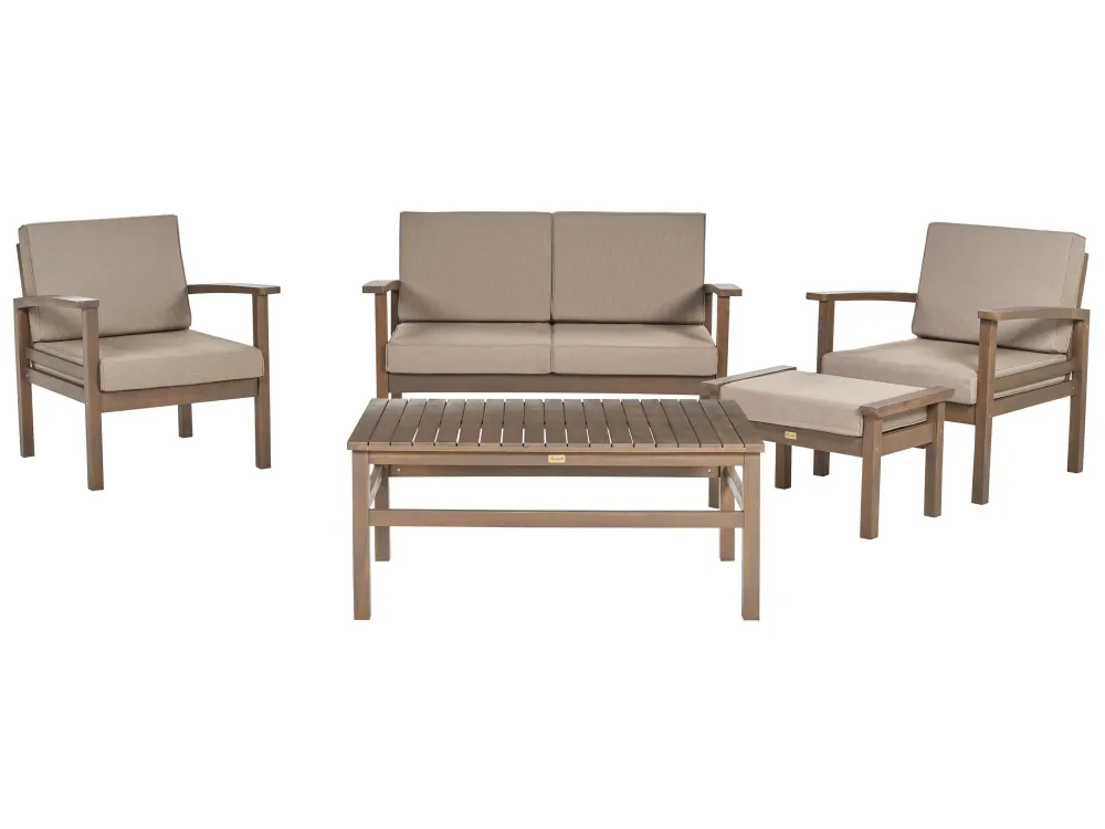 Pouf Portaoggetti Set di divani MANILA Legno d'acacia certificato FSC® Legno cupo