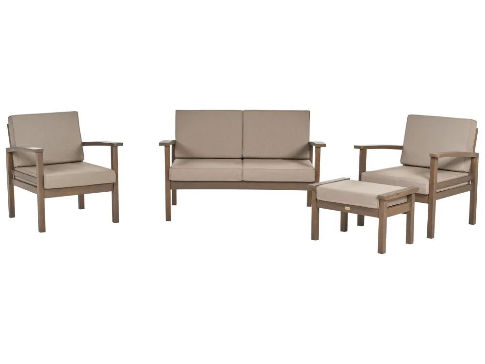 Pouf Portaoggetti Set di divani MANILA Legno d'acacia certificato FSC® Legno cupo