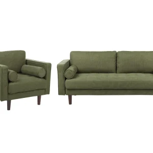 Pouf Portaoggetti Set da soggiorno 4 posti tessuto verde NURMO