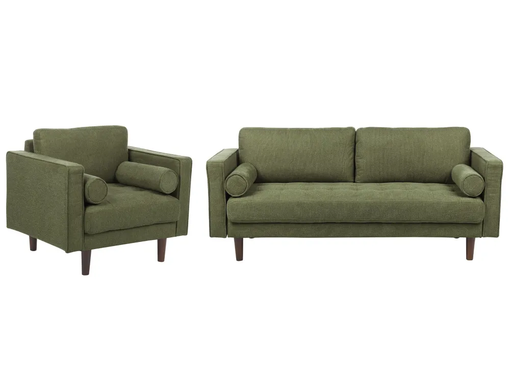 Pouf Portaoggetti Set da soggiorno 4 posti tessuto verde NURMO