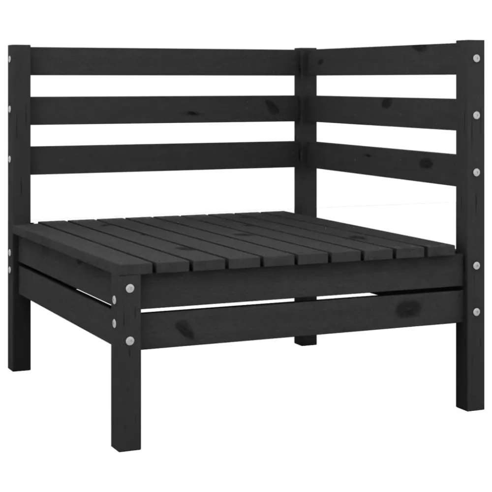Premium Resina Sintetica Divano Angolare da Giardino Nero Legno Massello di Pino