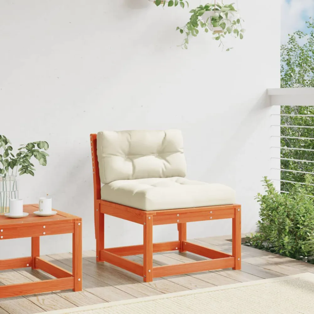 Premium Resina Sintetica Divano Giardino Cuscini Marrone Cera Massello di Pino