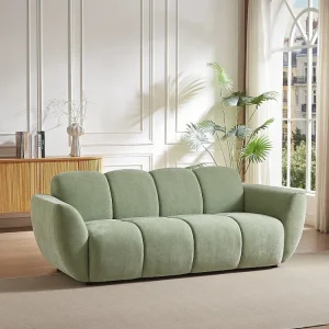 Premium Resina Sintetica Divano 3 posti Tessuto Verde effetto imbottito JULORI