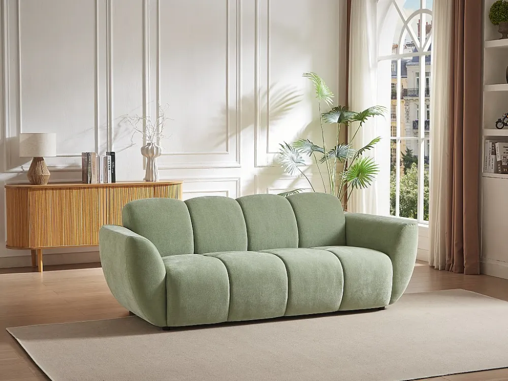 Premium Resina Sintetica Divano 3 posti Tessuto Verde effetto imbottito JULORI