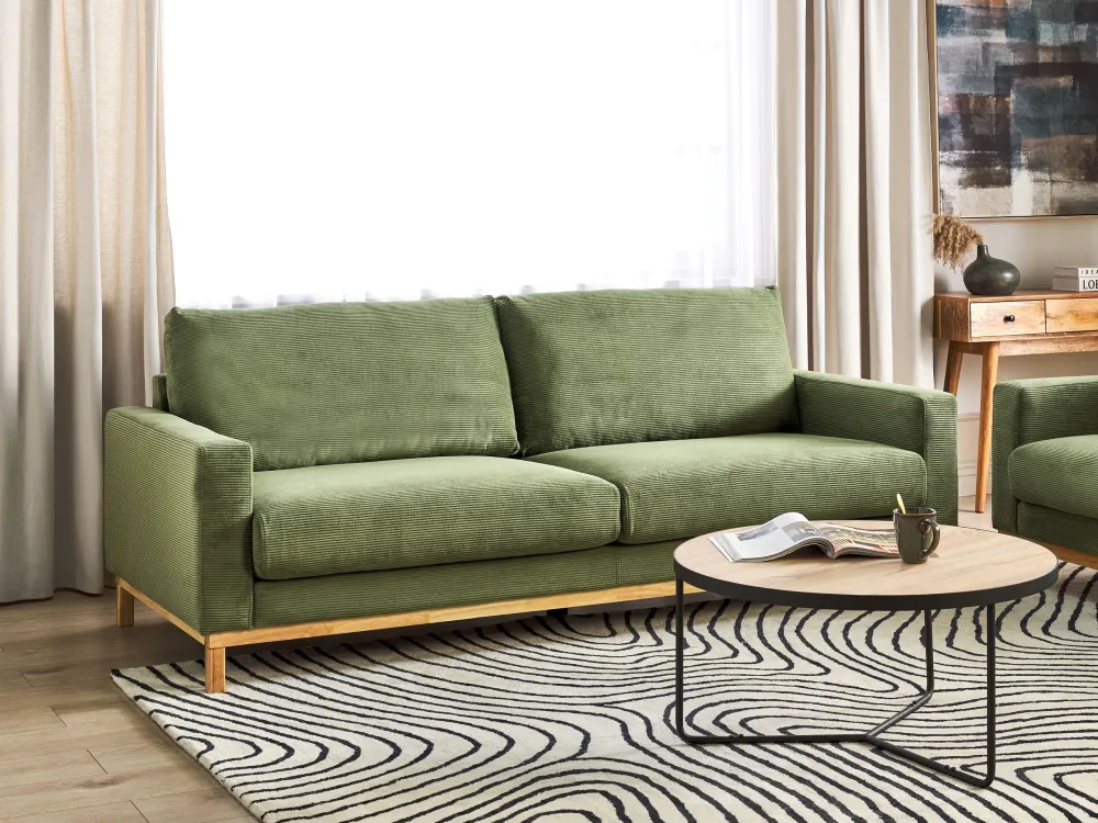 Premium Resina Sintetica Divano velluto coste verde 3 posti SIGGARD
