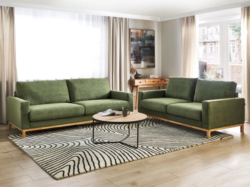 Premium Resina Sintetica Divano velluto coste verde 3 posti SIGGARD