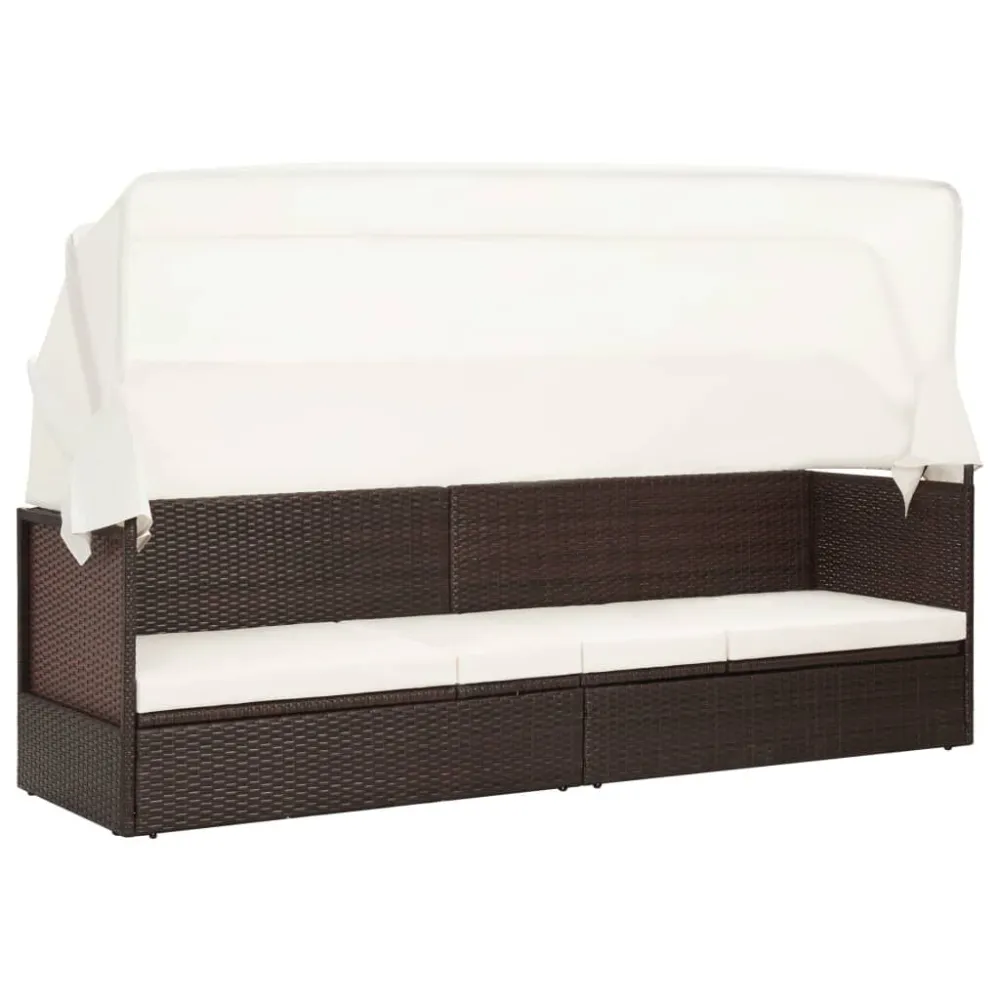 Sedia con Braccioli Divano da Giardino con Tettoia Polyrattan Marrone