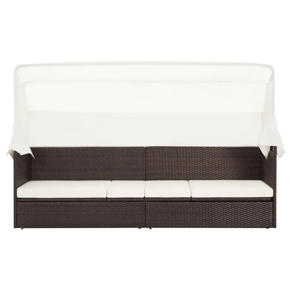 Sedia con Braccioli Divano da Giardino con Tettoia Polyrattan Marrone