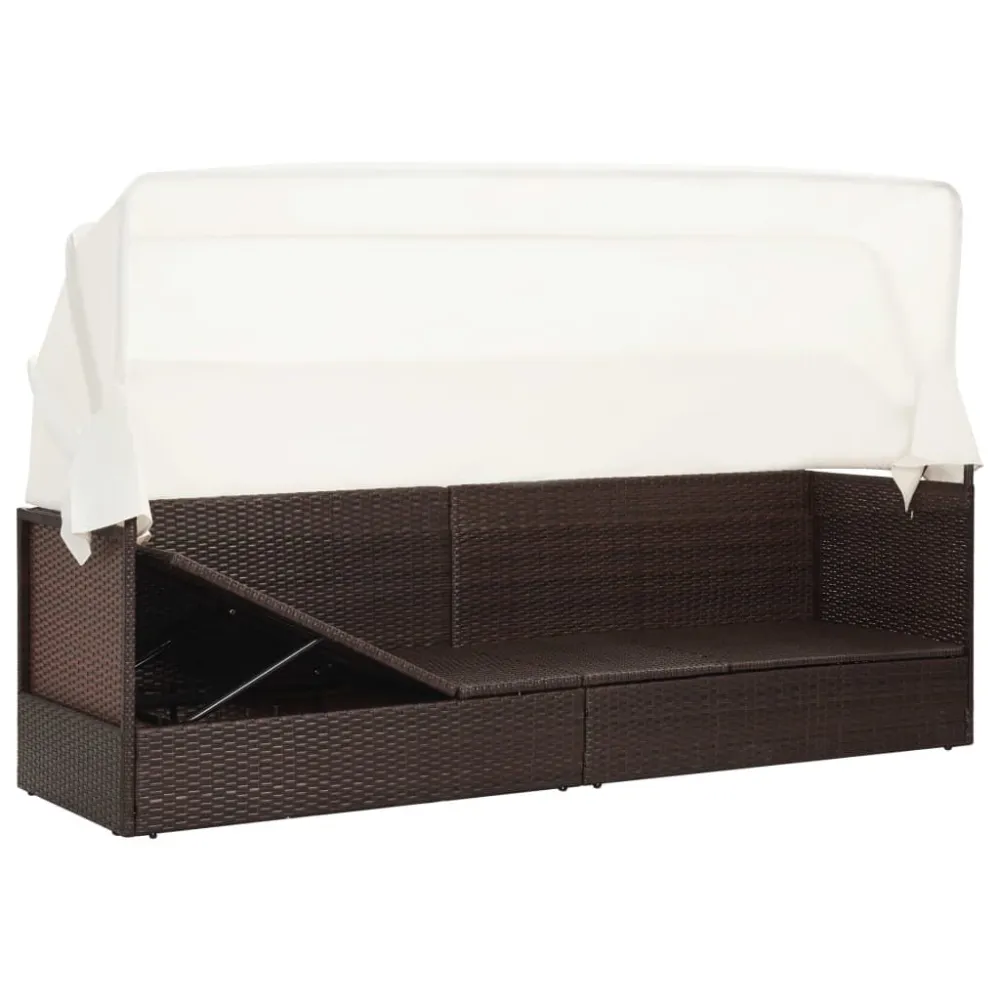 Sedia con Braccioli Divano da Giardino con Tettoia Polyrattan Marrone
