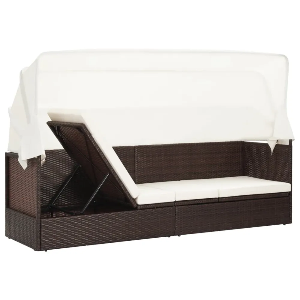Sedia con Braccioli Divano da Giardino con Tettoia Polyrattan Marrone