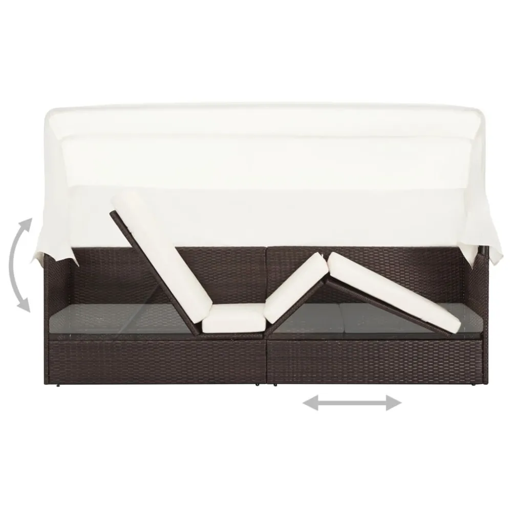 Sedia con Braccioli Divano da Giardino con Tettoia Polyrattan Marrone