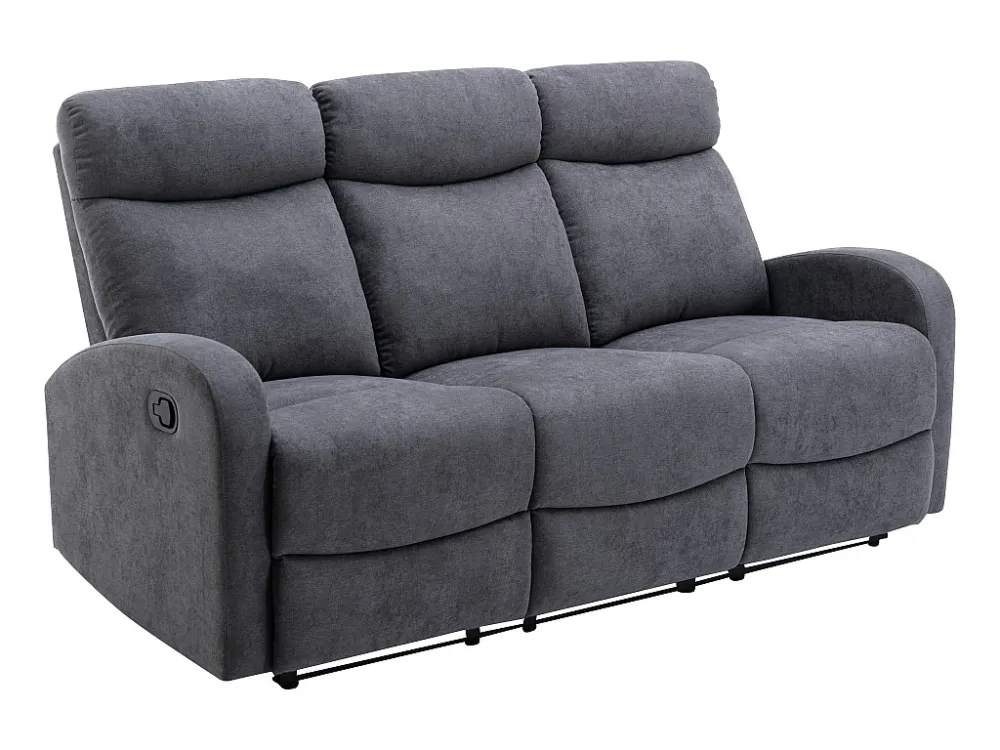 Sedia con Braccioli Divano 3 posti e poltrona relax Tessuto Grigio Stile recente EVELYN