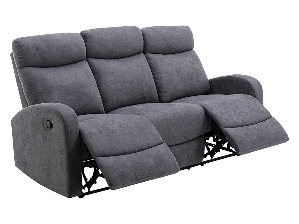 Sedia con Braccioli Divano 3 posti e poltrona relax Tessuto Grigio Stile recente EVELYN
