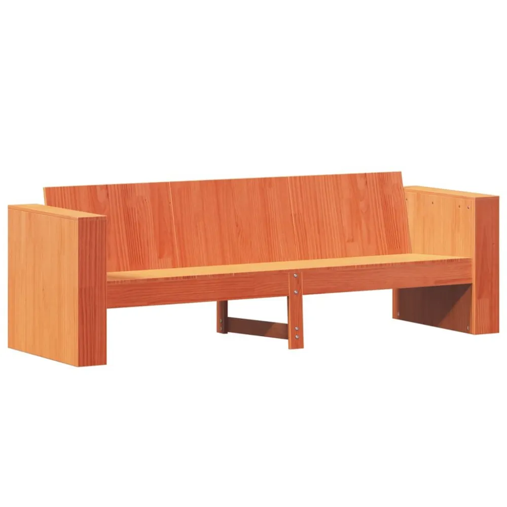Sedia Pieghevole Divano Giardino 3 Posti Marrone Cera 189x60x62 cm Massello Pino