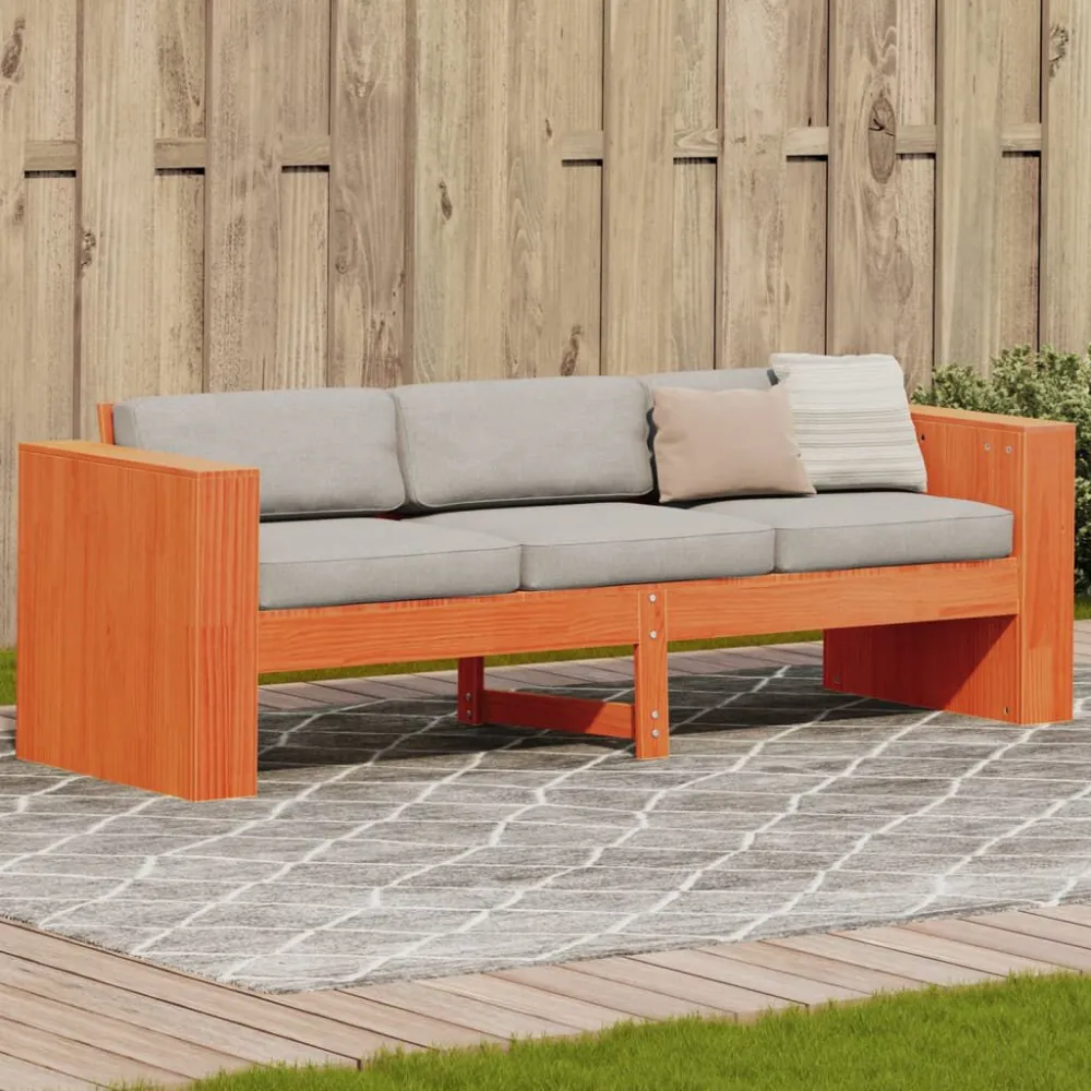 Sedia Pieghevole Divano Giardino 3 Posti Marrone Cera 189x60x62 cm Massello Pino