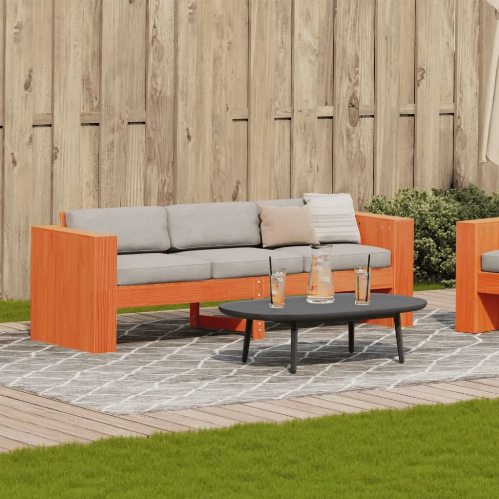 Sedia Pieghevole Divano Giardino 3 Posti Marrone Cera 189x60x62 cm Massello Pino