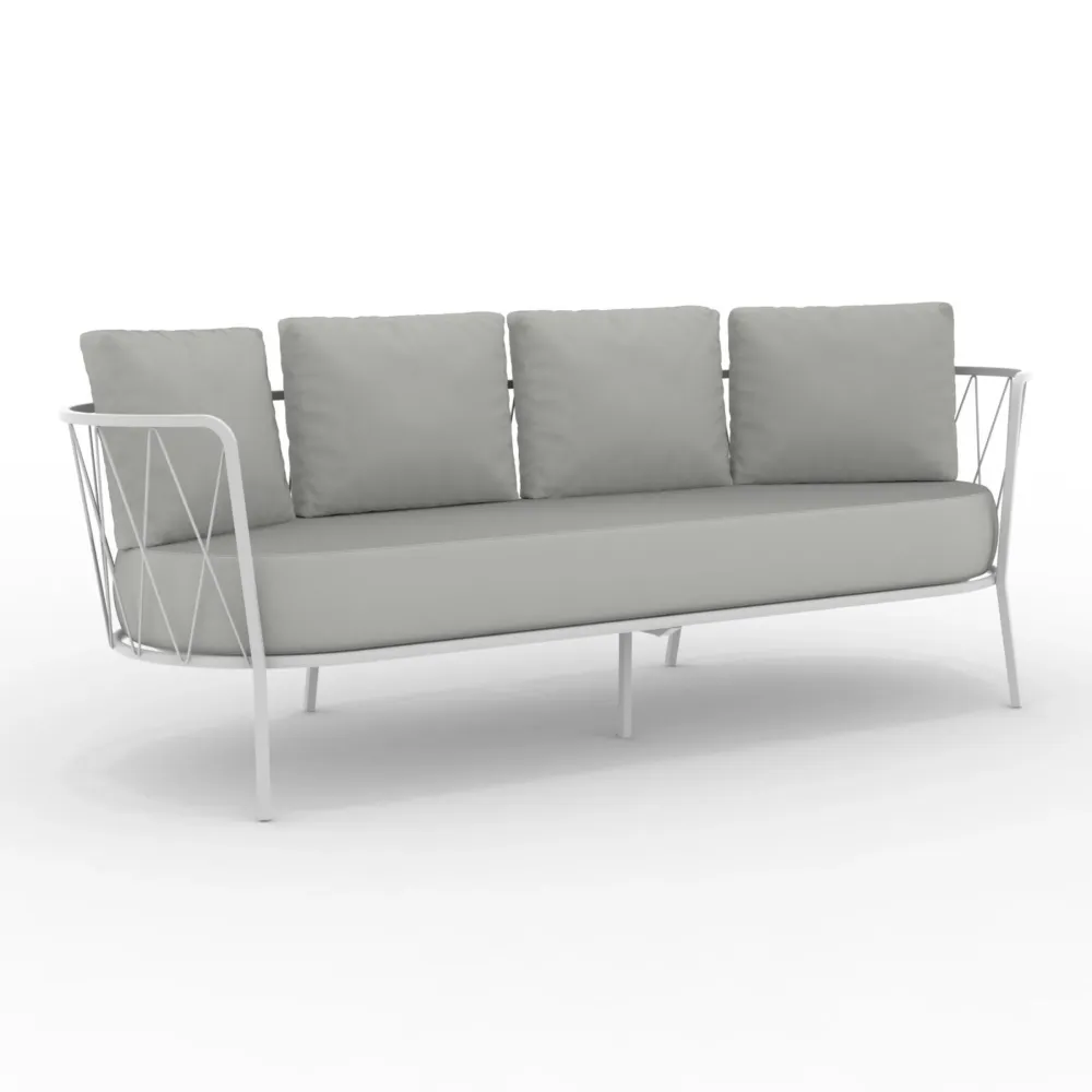 Sedia Pieghevole Divano 3 posti metallo zincato "Daisy14" sofà lounge da giardino cm 220x80 71h