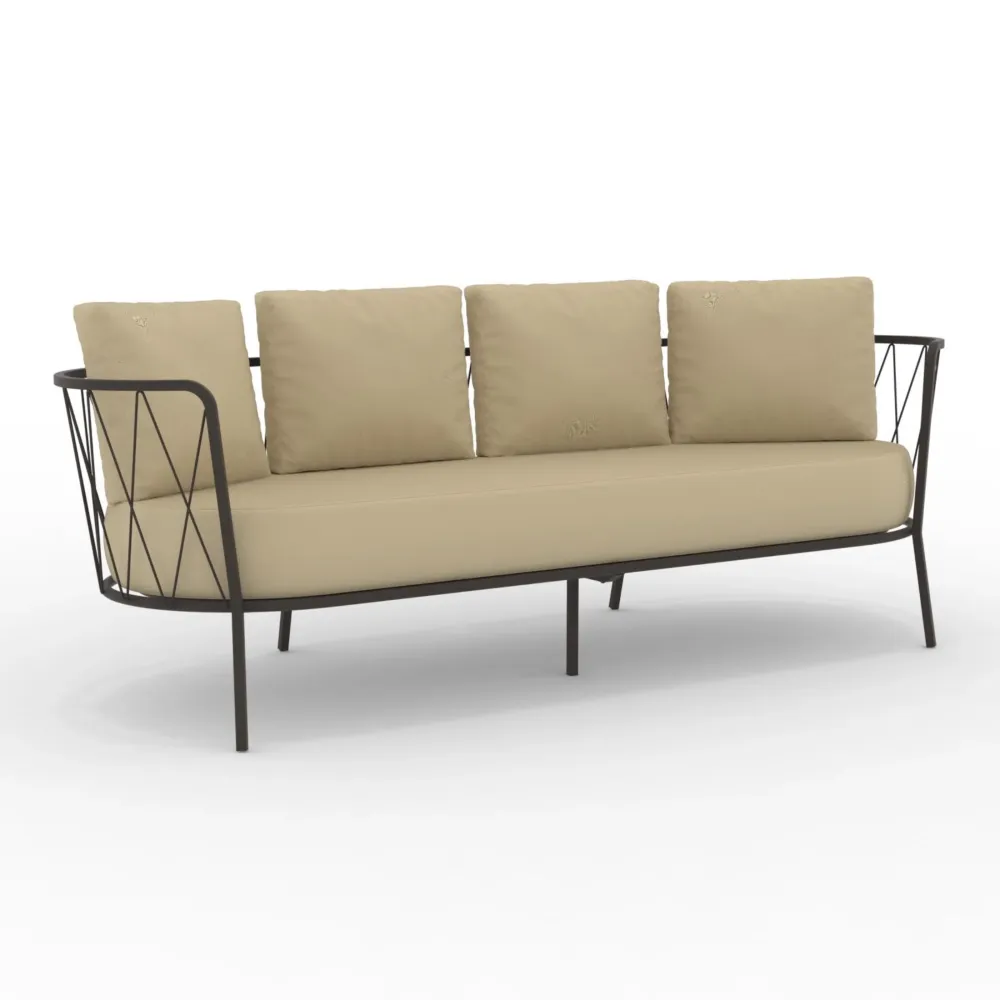 Sedia Pieghevole Divano 3 posti metallo zincato "Daisy14" sofà lounge da giardino cm 220x80 71h