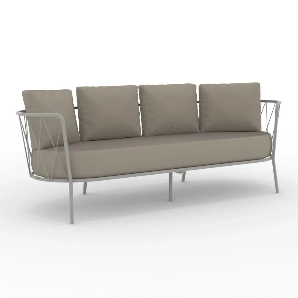 Sedia Pieghevole Divano 3 posti metallo zincato "Daisy14" sofà lounge da giardino cm 220x80 71h