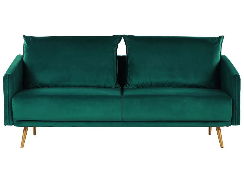 Sedia Pieghevole Divano 3 posti velluto verde smeraldo e oro MAURA