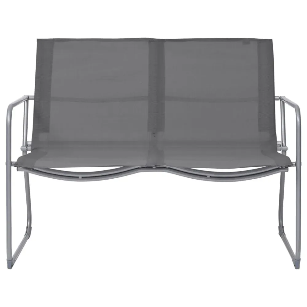 Set Divano da Giardino 4 pz Tessuto e Acciaio Grigio - Impermeabile e UV Resistente