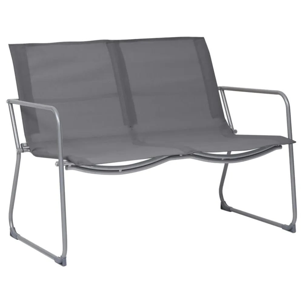Set Divano da Giardino 4 pz Tessuto e Acciaio Grigio - Impermeabile e UV Resistente