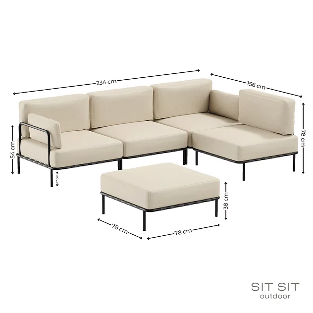 DIVANO "SALVE" 3' + MODULO SINGOLO E PUF - 3 colori SIT SIT