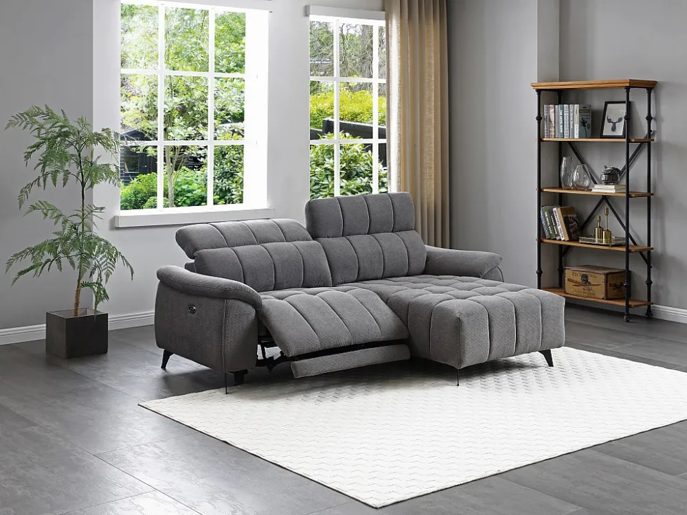 Certificato IPX4 Divano relax elettrico Tessuto testurizzato Grigio Angolo destra CELTIMO