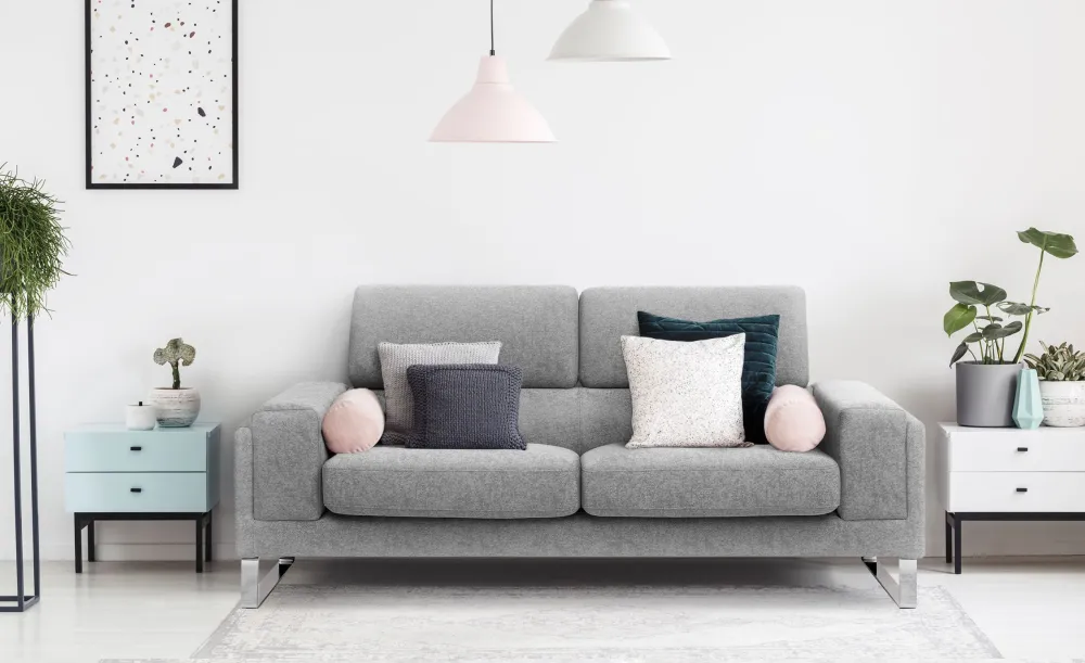 Divano contemporaneo Barth 3 posti Tessuto grigio argento