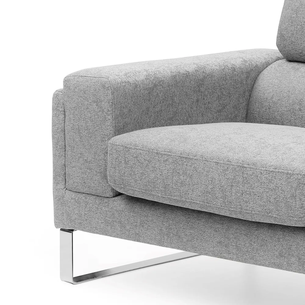 Divano contemporaneo Barth 3 posti Tessuto grigio argento