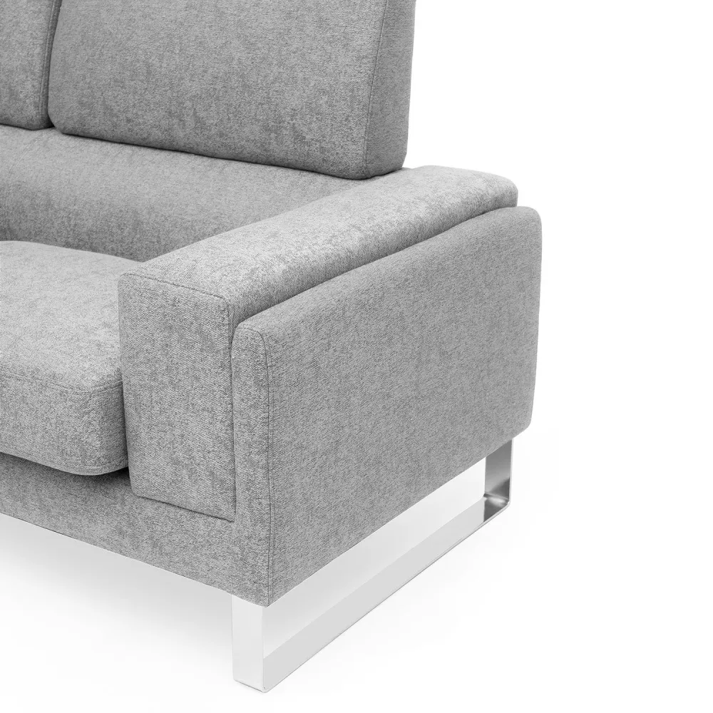 Divano contemporaneo Barth 3 posti Tessuto grigio argento