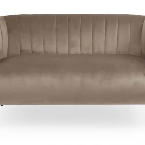 Divano contemporaneo Bombaro 2 posti con gambe metallo dorato e velluto Taupe
