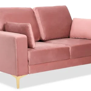 Divano contemporaneo 2 posti con gambe dorate Jeriko Velours Rose