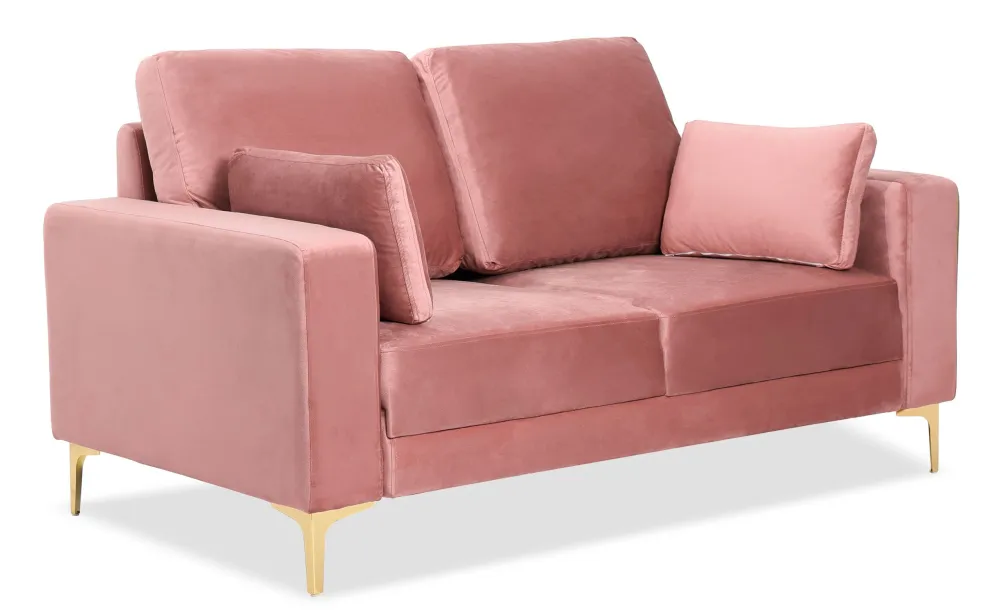 Divano contemporaneo 2 posti con gambe dorate Jeriko Velours Rose