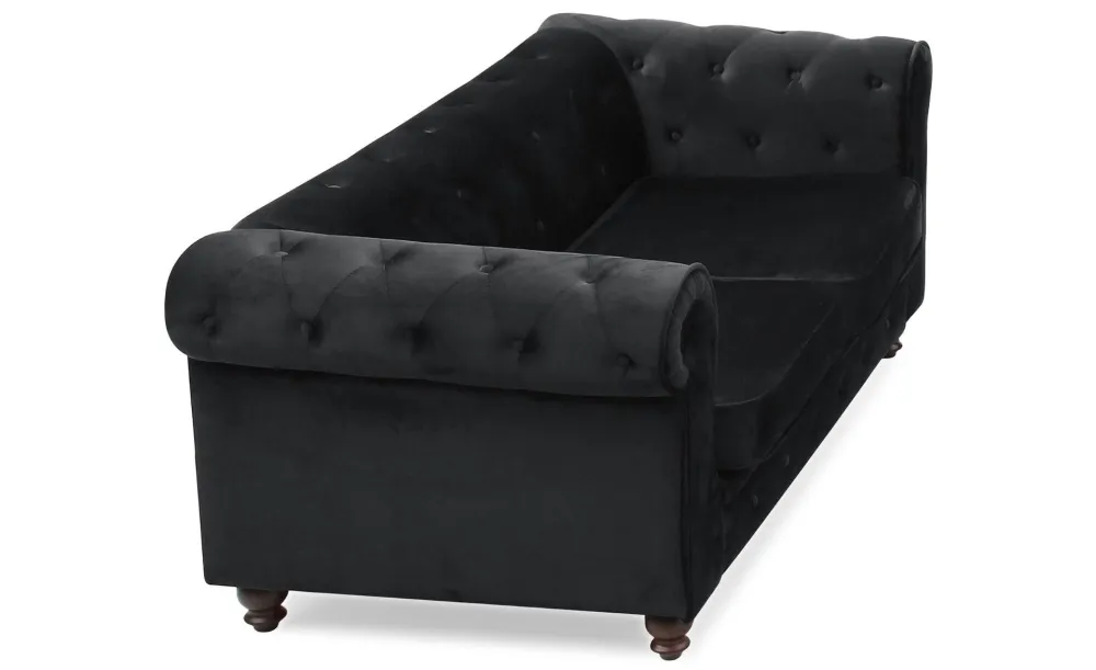 Divano grande Chesterfield 2 posti velluto nero