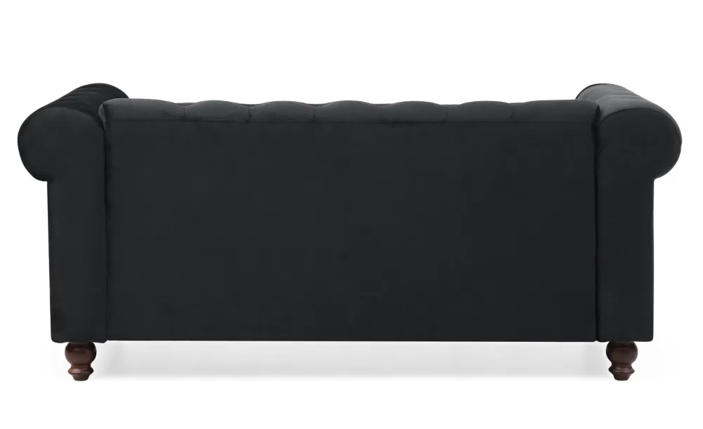 Divano grande Chesterfield 2 posti velluto nero