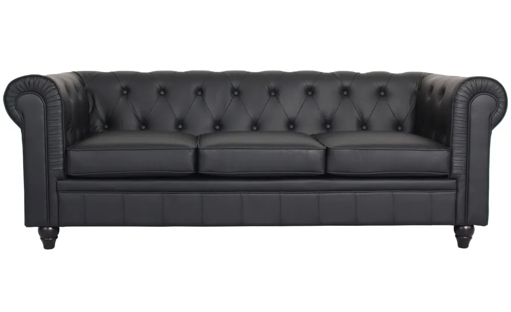 Divano grande 3 posti Chesterfield nero