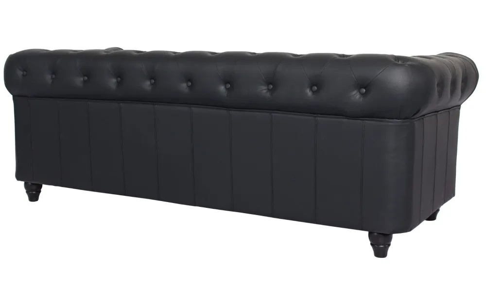 Divano grande 3 posti Chesterfield nero