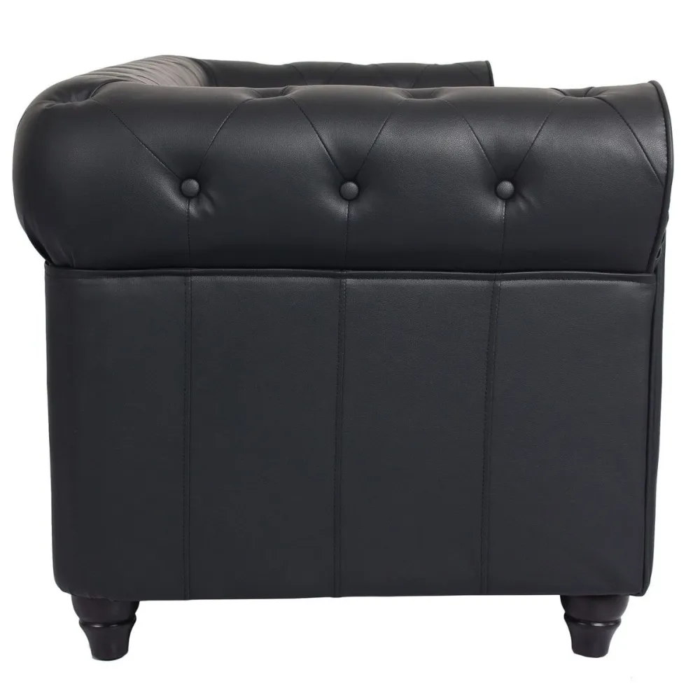 Divano grande 3 posti Chesterfield nero