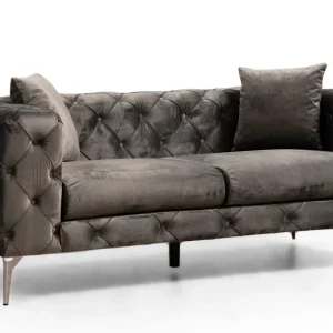 Divano imbottito 2 posti Alykes Velvet Antracite