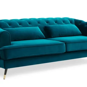 Divano imbottito 3 posti stile boudoir Glams Velvet Blue Duck